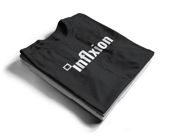 Image showing the Inflxion logo as it could appear on a t-shirt.